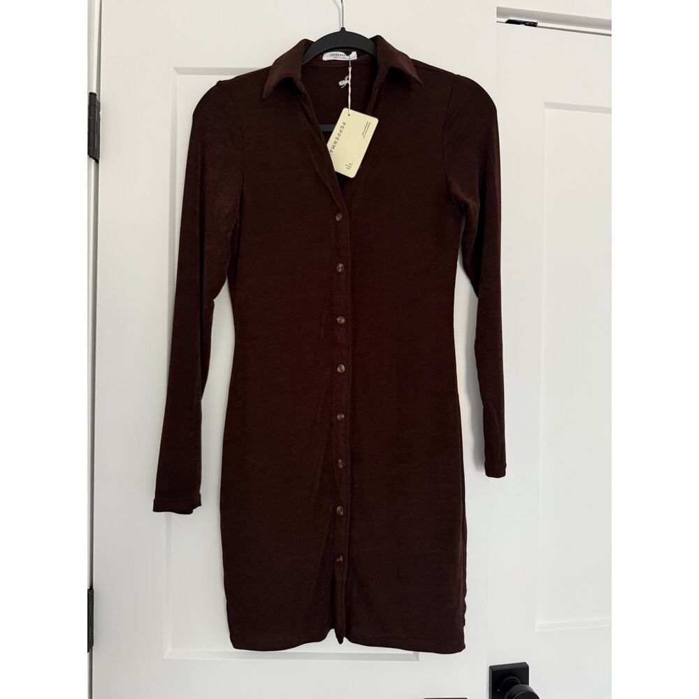 $60 New peppermayo Ring My Bell Mini Dress - Brown - size 4 - Picture 5 of 9